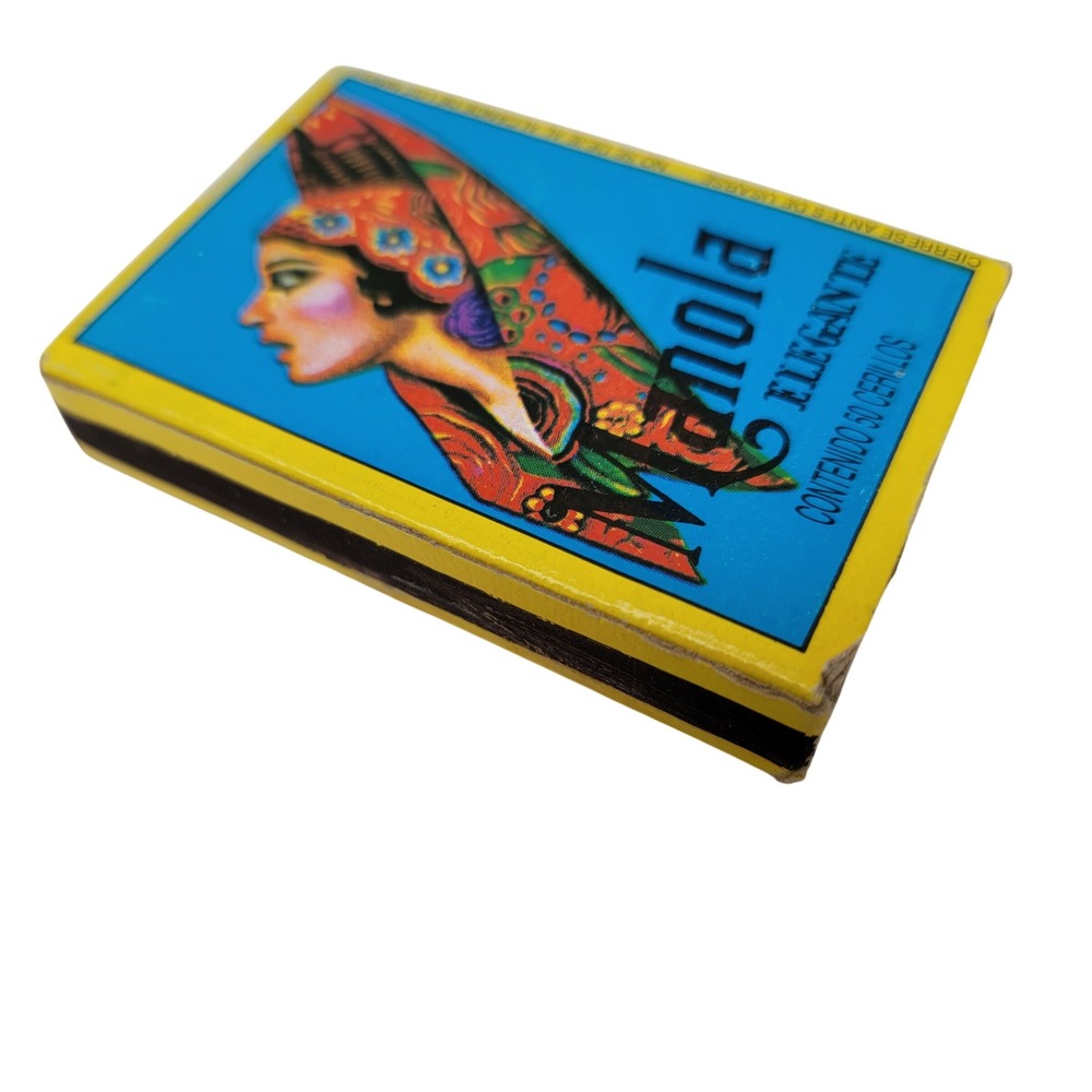 Manola Elegante Vintage Matchbox Mexico Blue Yellow Good 50 Cerillos Matches - Picture 3 of 7